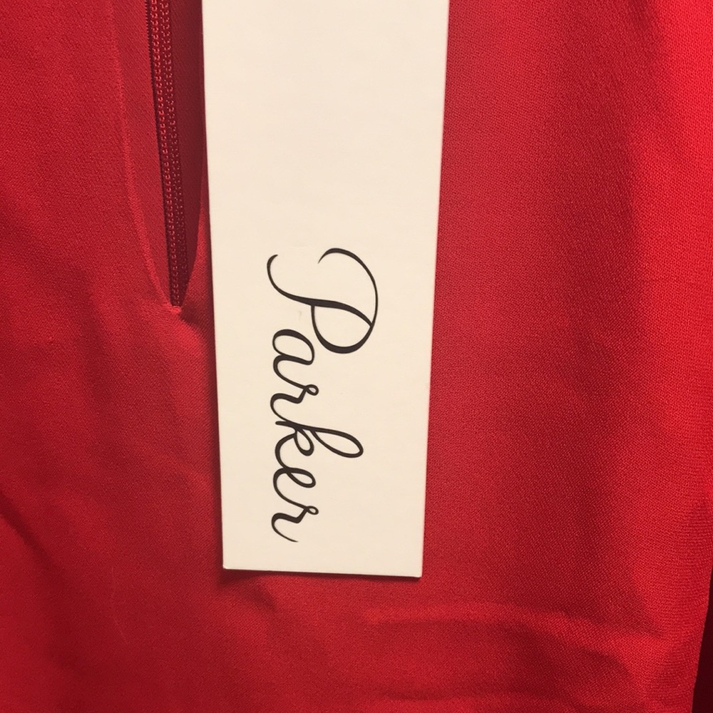 Parker Bernadette combo dress in poinsettia / red NWT - Picture 8 of 9